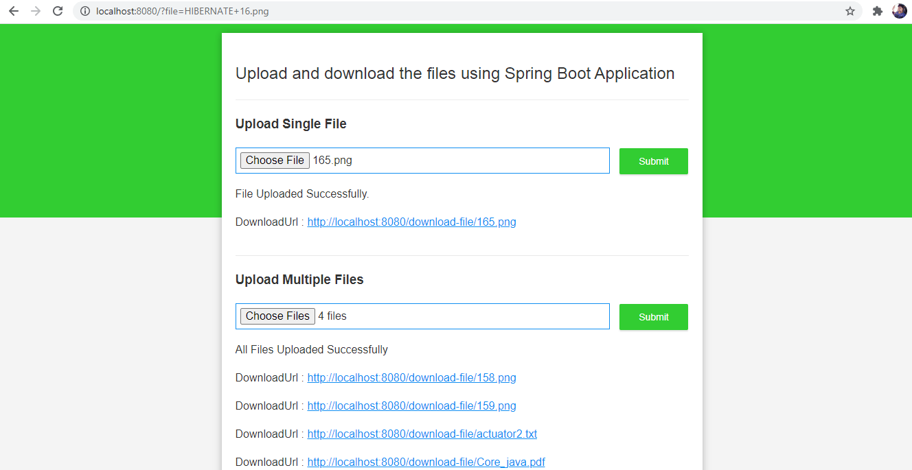 Upload and download the files using Spring Boot Application Upload and download the files using Spring Boot Application