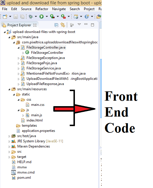 Upload and download the files using Spring Boot Application