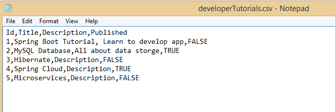 Import the CSV file into Mysql Database using Spring Boot Application Import the CSV file into Mysql Database using Spring Boot Application