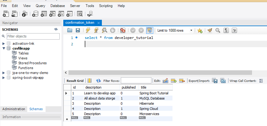 Import the CSV file into Mysql Database using Spring Boot Application