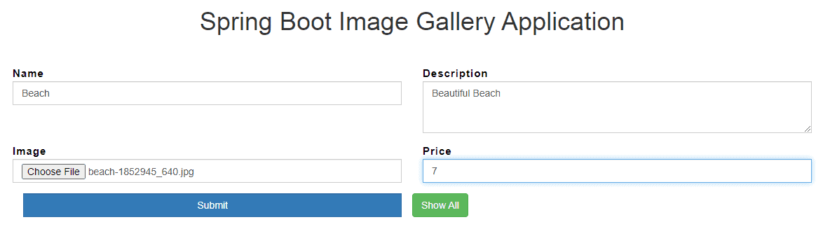 Image Gallery Spring Boot Application using MySQL and Thymeleaf
