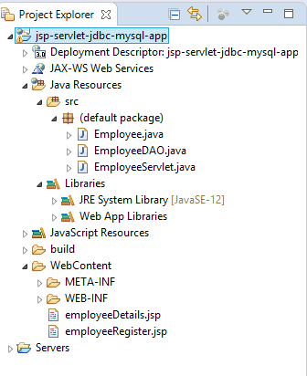 Employee Registration Form using Servlet + JSP + JDBC and MySQL